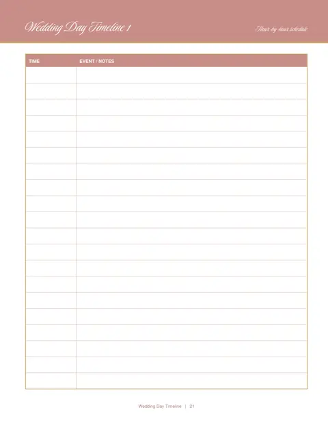 Wedding day timeline, Wedding Planner