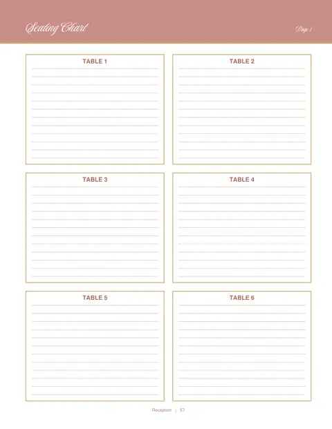 Seating chart, Wedding Planner